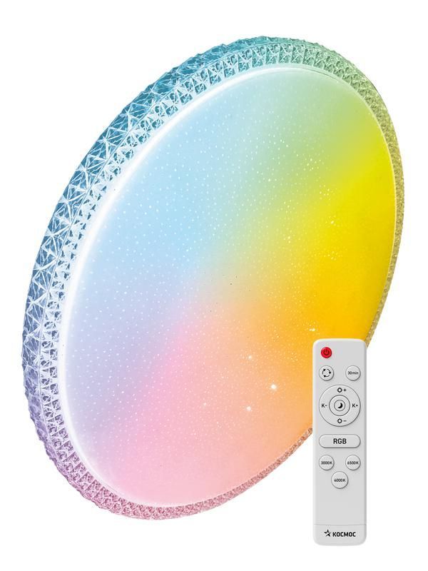 светильник светодиодный premium mystery rgb 75вт 230в 3000-6500к 6000лм ip40 495х85мм настенно-потолочный управляемый с пультом ду с rgb подсветкой космос ksmystrgb75w от BTSprom.by