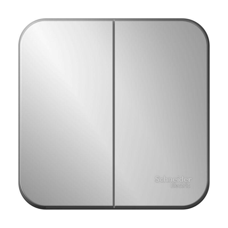 выключатель 2-кл. оп blanca 10а ip20 (сх. 5) 250в с изолир. пластиной алюм. se blnva105013 от BTSprom.by