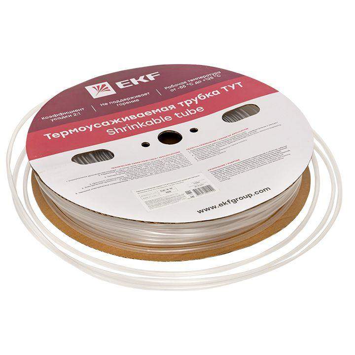  Трубка термоусадочная ТУТ 6/3 прозр. (уп.100м) PROxima EKF tut-6-tr фото в каталоге от BTSprom.by