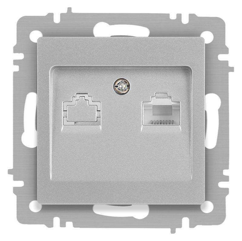 розетка компьютерная 1-м сп accent 6-303-03 rj45 ip20 алюм. intro б0063630 от BTSprom.by