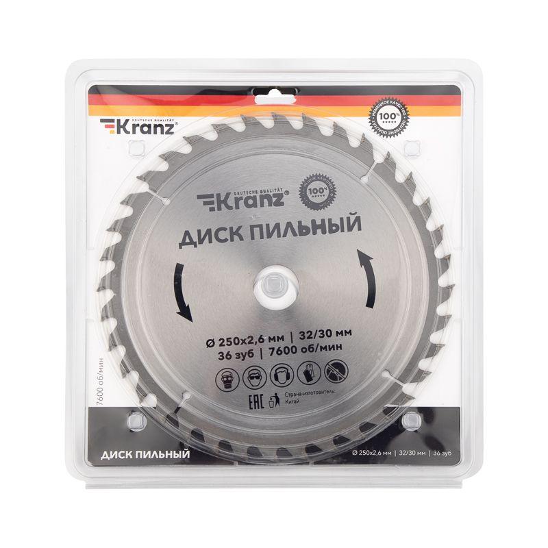 Диск пильный 250мм х36зуб х32/30мм Kranz KR-92-0127 фото в каталоге от BTSprom.by