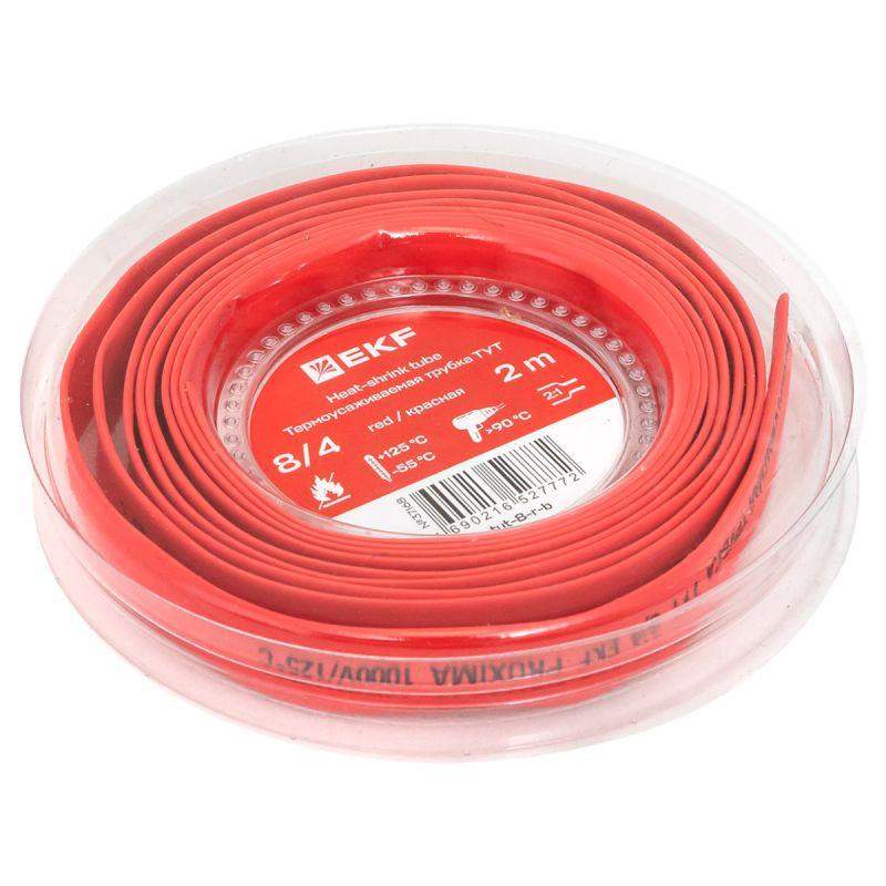  Трубка термоусадочная ТУТ нг 8/4 красн. ролик 2 м EKF tut-8-r-b фото в каталоге от BTSprom.by