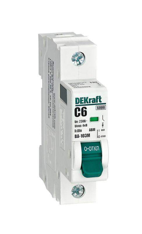 выключатель автоматический модульный 1п c 6а 6ка ва-103m без теплозащиты dekraft 12500dek от BTSprom.by