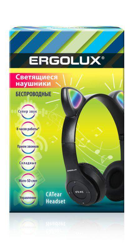 наушники накладные беспроводные elx-bthp02-c02 fm mp3 микрофон ушки черн. ergolux 15457 от BTSprom.by