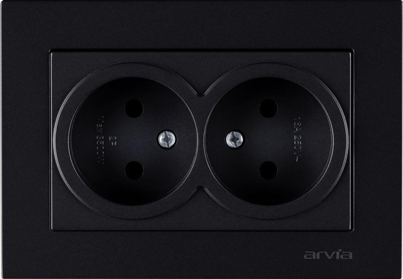 розетка 2-м без заземл. в сборе karen черн. arvia 20 07 2000 908 от BTSprom.by
