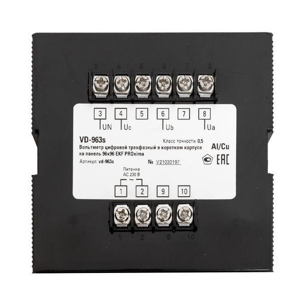  Вольтметр цифровой VD-963s на панель 96х96 (квадратный вырез) 3ф в коротком корпусе PROxima EKF VD-963s фото в каталоге от BTSprom.by