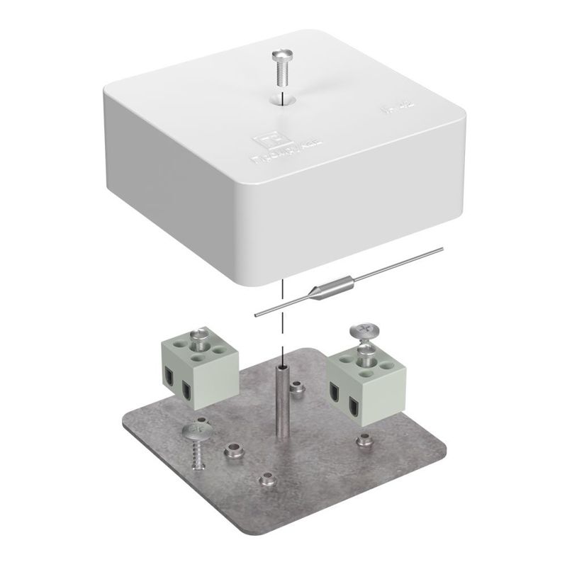 коробка огнестойкая для кабель-канала 40-0450-fr2.5-4-п е15-е120 с термопредохранителем 75х75х30 промрукав 40-0450-fr2.5-4-п от BTSprom.by