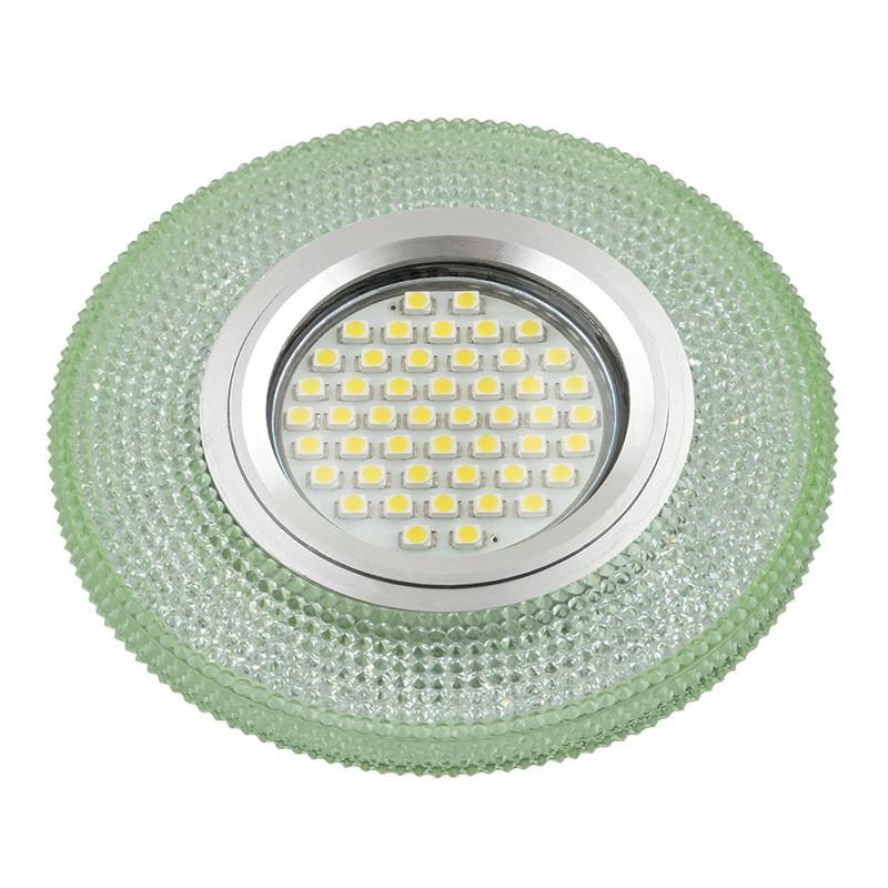 светильник dls-l142 gu5.3 glassy/green gu5.3 встраив. доп. светодиод. подсветка 3вт без лампы стекло fametto ul-00003882 от BTSprom.by