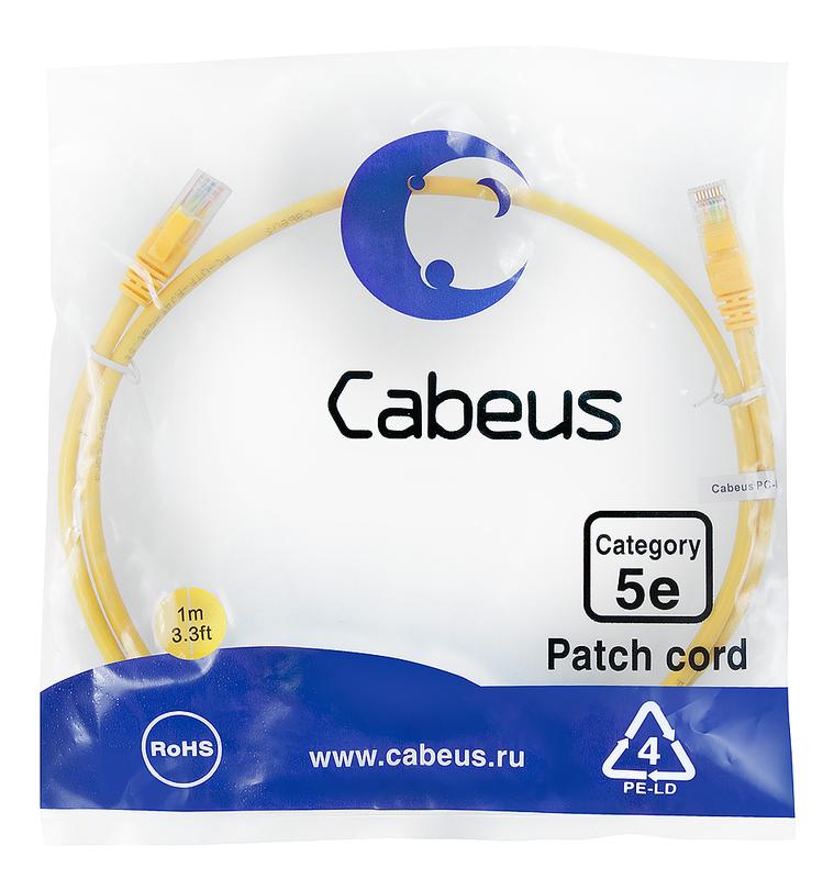 патч-корд u/utp кат.5e pc-utp-rj45-cat.5e-1m-yl 2xrj45/8p8c неэкранир. pvc 1м желт. cabeus 7673c от BTSprom.by