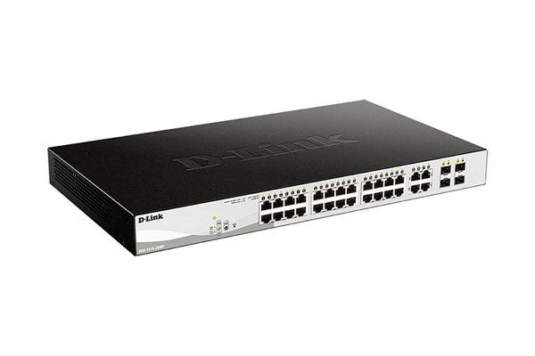 коммутатор настраиваемый dgs-1210-28mp/fl1a websmart с 24 портами 10/100/1000base-t (poe 802.3af/802.3at (30вт) и 4 комбо-портами 100/1000base-t/sfp poe-370вт d-link 1783352 от BTSprom.by