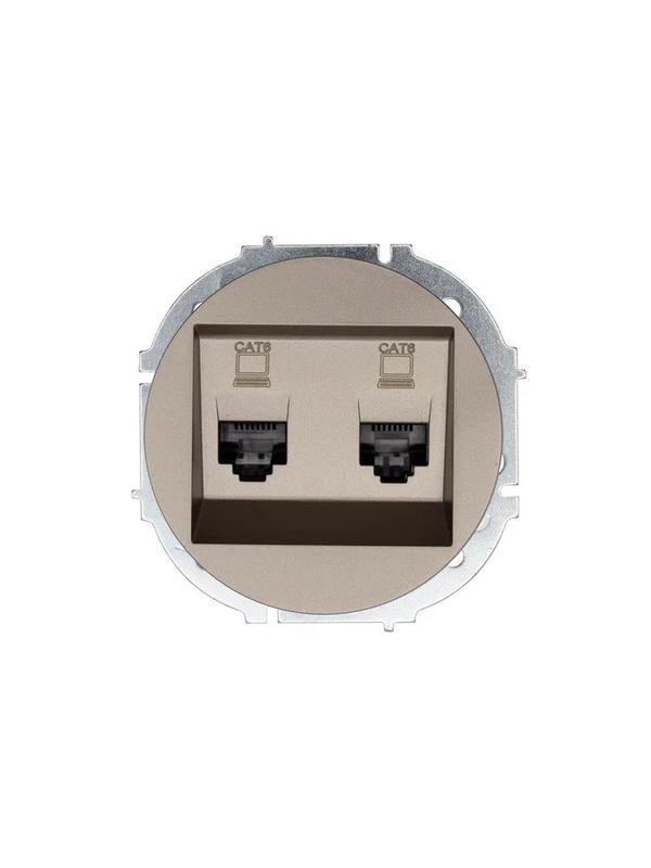 розетка компьютерная 2-м сп osen кат.6 с модулем механизм титан lezard 743-3788-142 от BTSprom.by