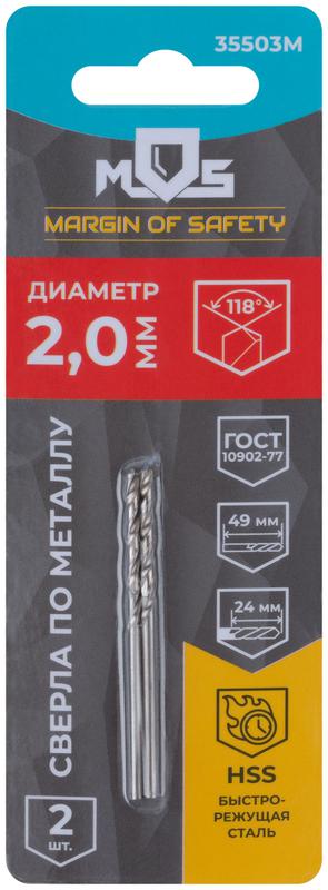  Сверла по металлу HSS в блистере угол заточки 118град. 2.0х49мм (уп.2шт) MOS 35503М фото в каталоге от BTSprom.by