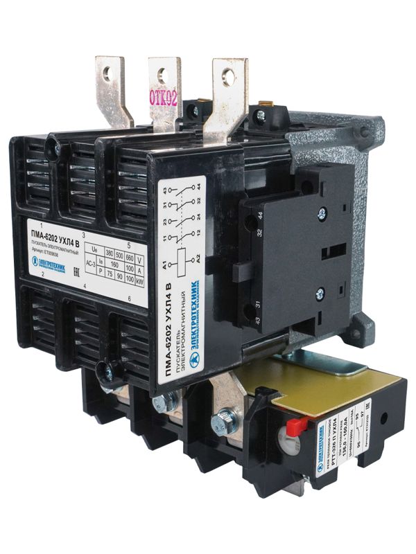 пускатель пма-6202 ухл4 в 160а кат. 380в 2но+2нз ip00 с реле ртт-326 136-160а электротехник et009638 от BTSprom.by