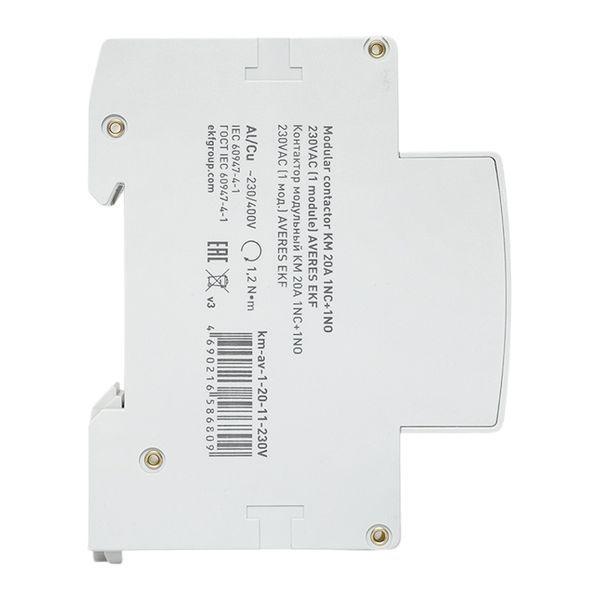  Контактор модульный КМ 20А 1NC+1NO 230В AC (1 мод.) AVERES EKF km-av-1-20-11-230V фото в каталоге от BTSprom.by