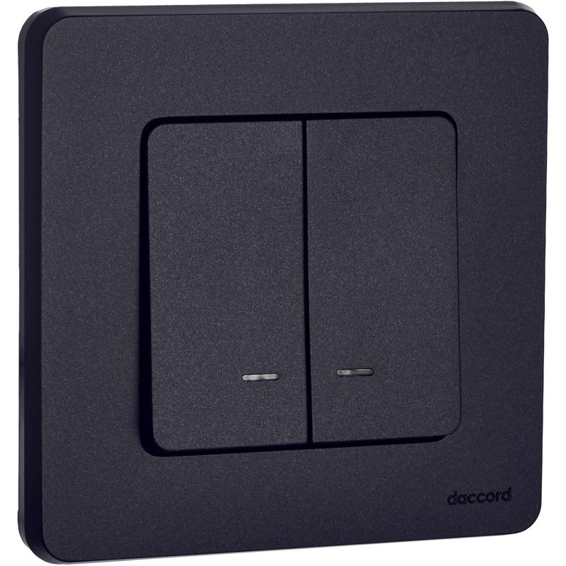  Выключатель 2-кл. Inspiria 10А IP20 250В 10AX с подсветкой/индикацией механизм антрацит IEK 673633 фото в каталоге от BTSprom.by