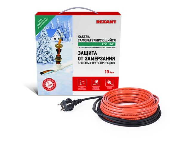 греющий саморегулир. кабель в трубу 10htm2-ct (2м/20вт) (комплект) rexant (сальник в комплекте) 51-0601 от BTSprom.by