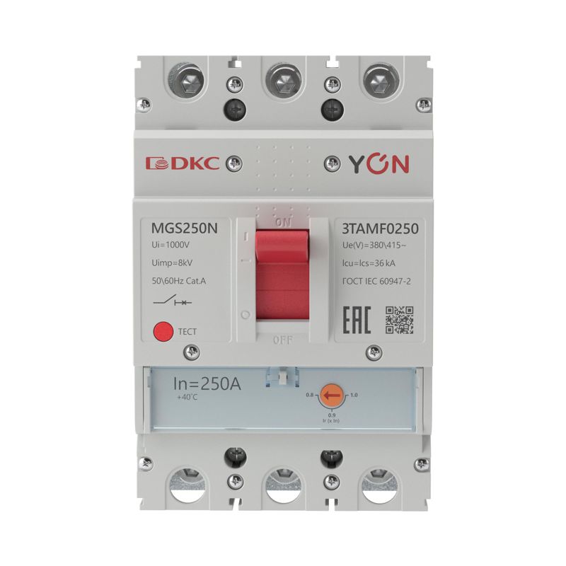  Выключатель автоматический в литом корпусе YON YON MGS250 3P 200-250А 36кА YON MGS250N-3TAMF0250 фото в каталоге от BTSprom.by