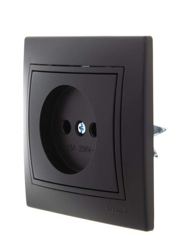  Розетка 1-м СП Mira 16А IP20 без заземл. со вставкой керамика черн. бархат LEZARD 701-4242-121 фото в каталоге от BTSprom.by