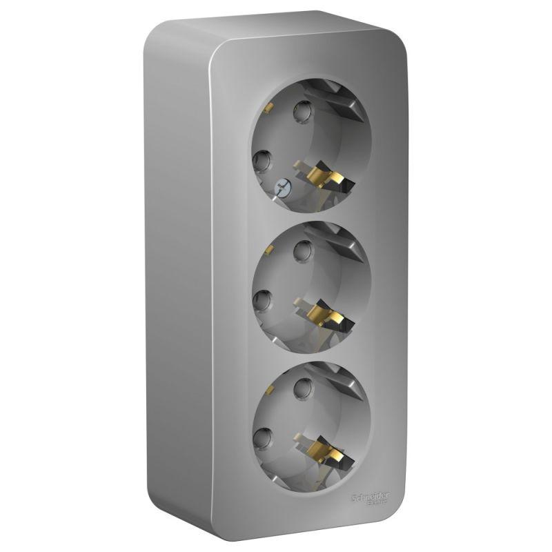 розетка 3-м оп blanca 16а ip20 250в с заземл. без защ. шторок с изолир. пластиной алюм. se blnra010313 от BTSprom.by