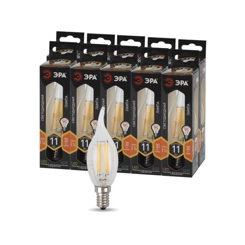 Лампа светодиодная филаментная F-LED BXS-11W-827-E14 BXS 11Вт свеча на ветру E14 тепл. бел. ЭРА Б0047001 фото в каталоге от BTSprom.by