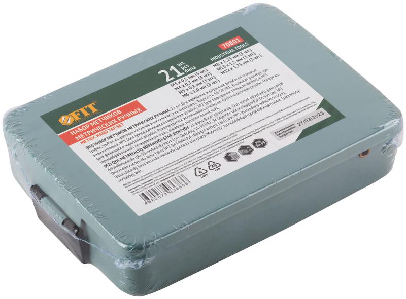  Метчики легированная сталь профи 21шт м3-М12 металлический кейс FIT 70801 фото в каталоге от BTSprom.by