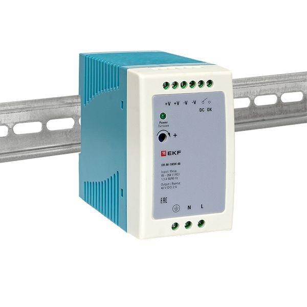  Блок питания на DIN-рейку 100Вт Uвх ~ 220В AC m Uвых - 48В DC постоянного тока EKF DR-M-100W-48 фото в каталоге от BTSprom.by