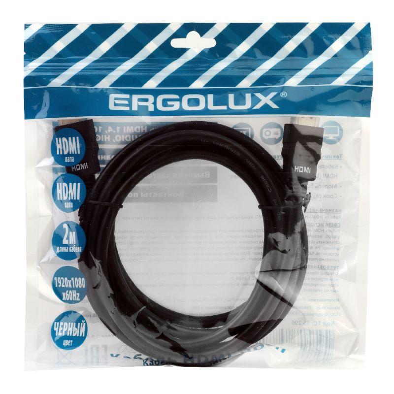 кабель видео hdmi-hdm elx-vc01p-hdmi 1080p 2м pvc черн. пакет ergolux 15296 от BTSprom.by
