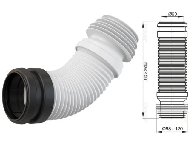 стоковое колено 90/110, alcaplast m9006 от BTSprom.by