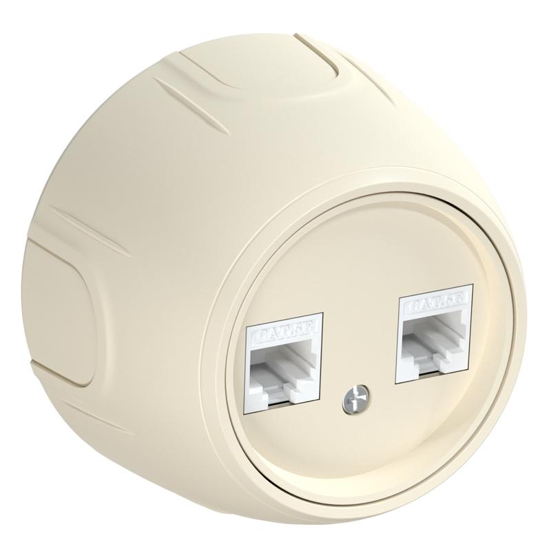 розетка компьютерная 2-м rj45 кат.5e rotondo беж. onekeyelectro 7700892 от BTSprom.by