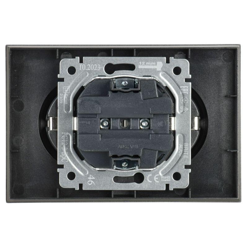  Розетка 2-м СП BRITE РС12-3-БрС 16А в сборе с заземл. без защ. шторок сталь IEK BR-R21-16-K46-F фото в каталоге от BTSprom.by