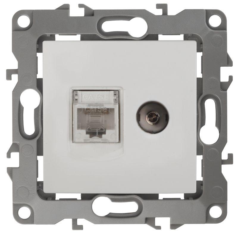 розетка компьютерная + телевизионная эра12 12-3110-01 rj45 + tv ip20 бел. эра б0027441 от BTSprom.by