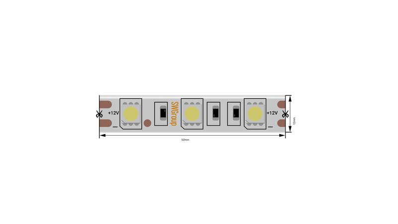 лента светодиодная стандарт 5050 60led/м 14.4вт/м холод. бел. 12в ip66 со скотчем 3м (уп.5м) swg standard 00-00015652 от BTSprom.by