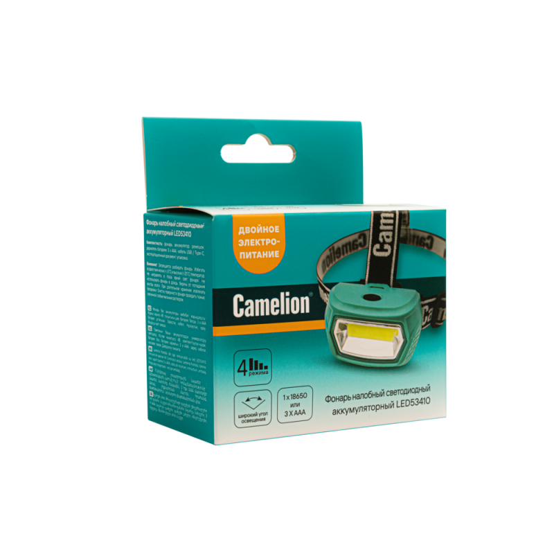 фонарь налобный led53410 аккум. 3.7в cob 3вт 3 реж. 3 x aaa type-c бокс зел. camelion 15761 от BTSprom.by