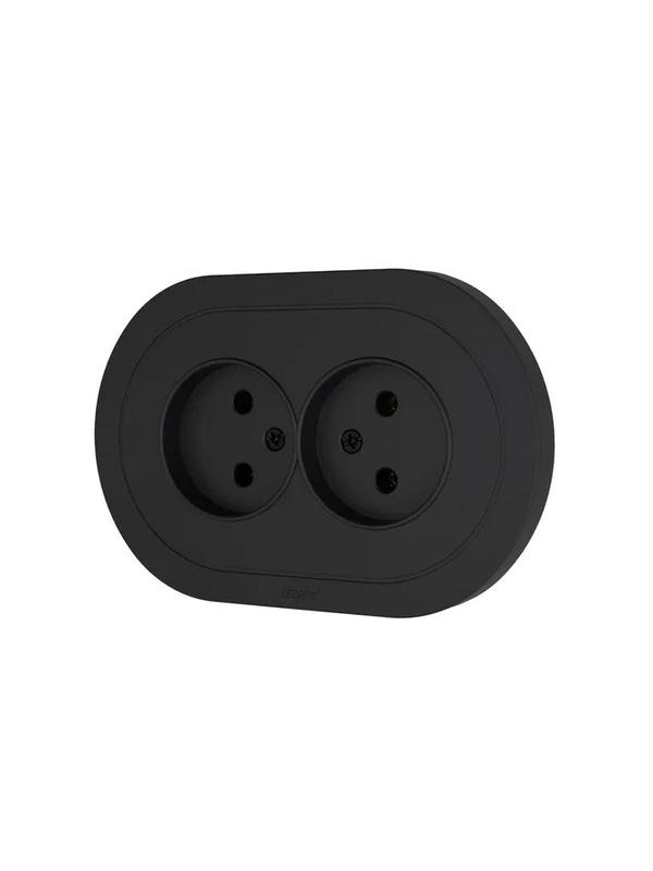  Розетка 2-м СП OSEN без заземл. ПБТ круглая механизм черн. бархат LEZARD 744-4200-128B фото в каталоге от BTSprom.by