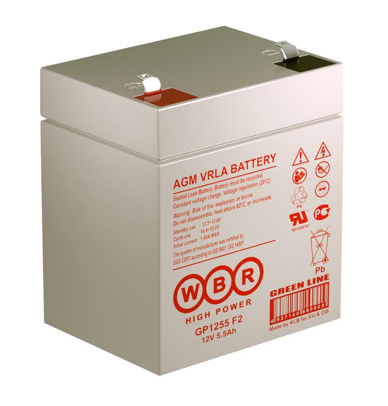  Аккумулятор 12В 5.5А.ч WBR GP1255 F2 WBR фото в каталоге от BTSprom.by