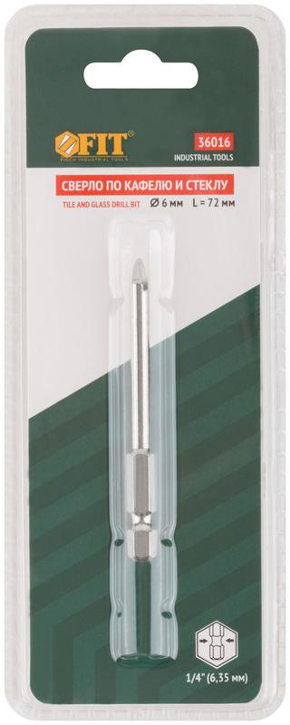  Сверло по кафелю шестигранный U-хвостовик под биту 6мм FIT 36016 фото в каталоге от BTSprom.by
