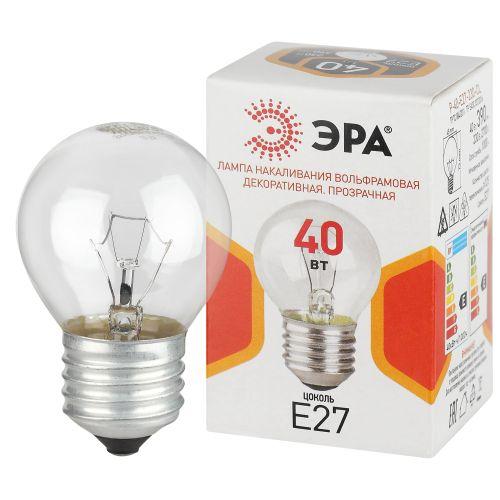 лампа накаливания p45 40вт шар прозрачная e27/e27 230в эра б0066568 от BTSprom.by