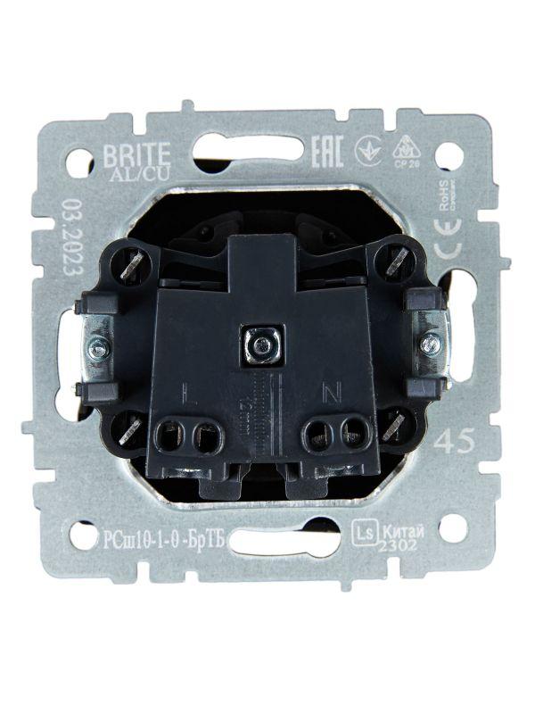  Розетка 1-м СП BRITE РС10-1-0-БрТБ 10А без заземл. без защ. шторок механизм бронза IEK BR-R10-10-K45 фото в каталоге от BTSprom.by