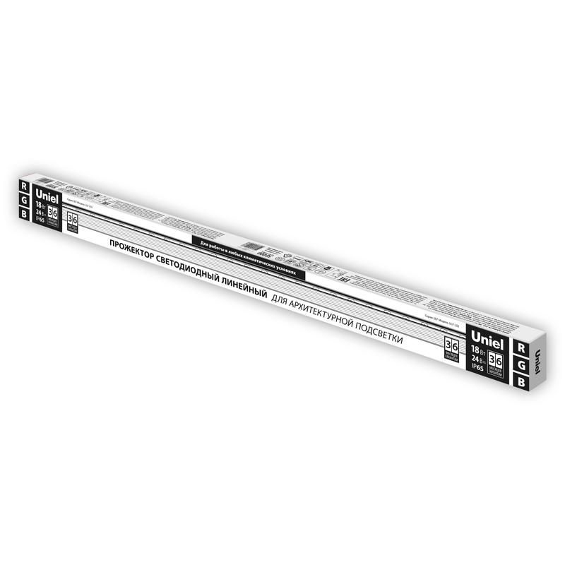 прожектор светодиодный ulf-l52-18w/rgb/l100 dc24v ip65 silver линейный 1000мм rgb dc24v алюм. uniel ul-00008364 от BTSprom.by