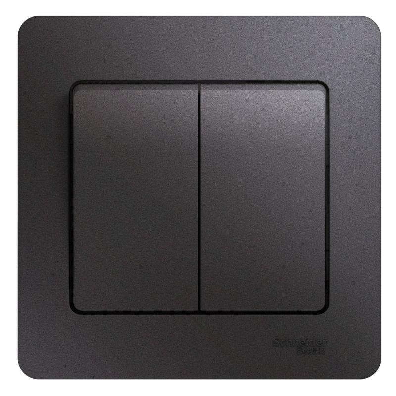 выключатель 2-кл. сп glossa 10а ip20 (сх. 5) 10ax в сборе графит se gsl001352 от BTSprom.by