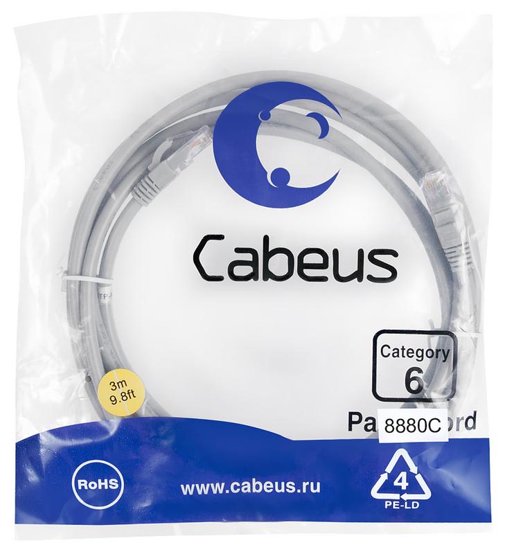 патч-корд u/utp кат.6 pc-utp-rj45-cat.6-3m-lszh 2xrj45/8p8c неэкранир. lszh 3м сер. cabeus 8880c от BTSprom.by