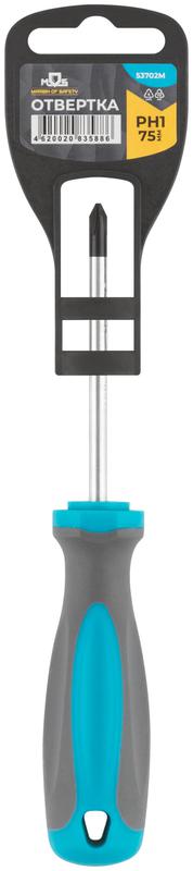  Отвертка CrV сталь прорезиненная ручка PH1х75мм MOS 53702М фото в каталоге от BTSprom.by
