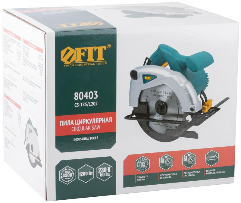  Пила дисковая 1200Вт 4500об/мин 185/20мм железная опора FIT 80403 фото в каталоге от BTSprom.by