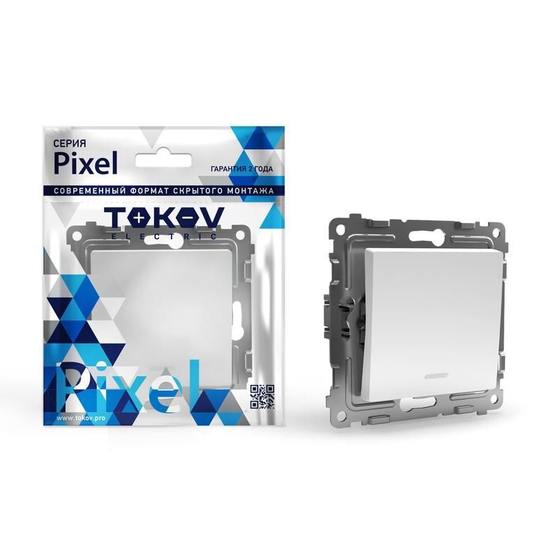 выключатель 1-кл. сп pixel 10а ip20 с индикатором механизм бел. tokov electric tke-px-v1i-c01 от BTSprom.by