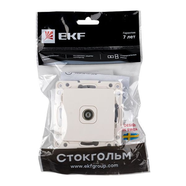  Розетка телевизионная проходная TV 1-м Стокгольм 75Ом 5-862МГц механизм бел. PROxima EKF EYA00-127-10 фото в каталоге от BTSprom.by