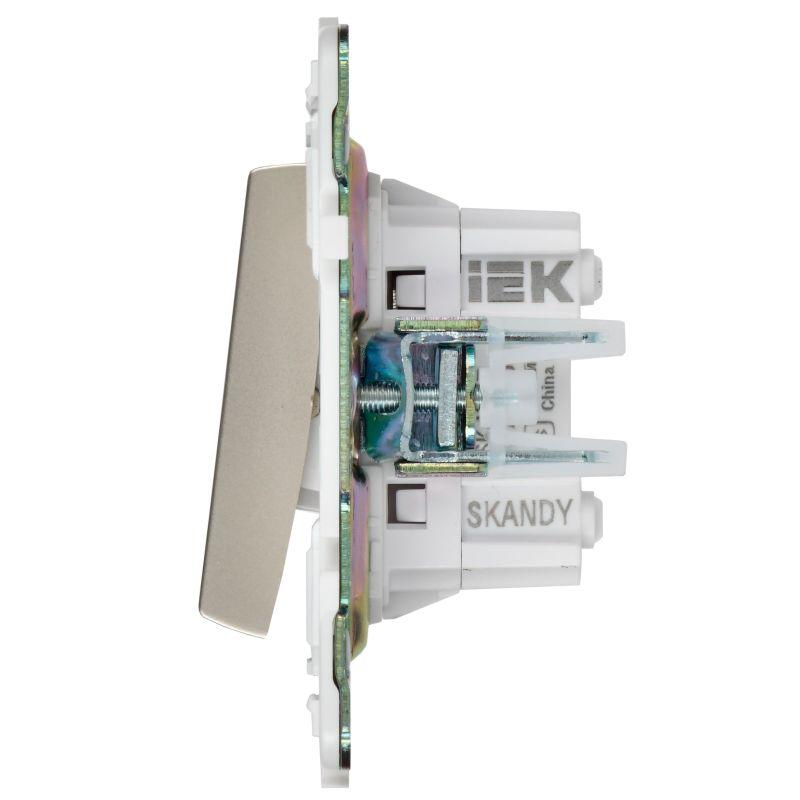  Выключатель перекрестный 2-кл. SKANDY 10А SK-V06Sh шампань IEK SK-V23-0-10-K37 фото в каталоге от BTSprom.by