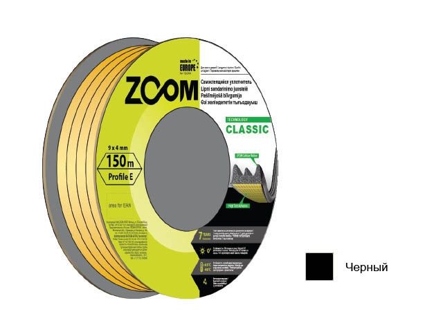 уплотнитель "e" черный 9x4 мм сдвоенный профиль (2х75м) zoom classic 02-2-4-110 от BTSprom.by