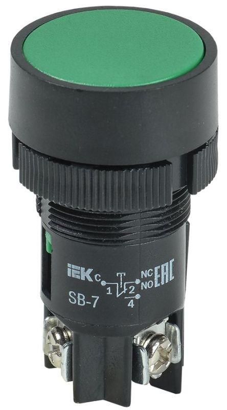 кнопка sb-7 "пуск" d22мм 1з+1р 240в зел. iek bbt40-sb7-k06 от BTSprom.by