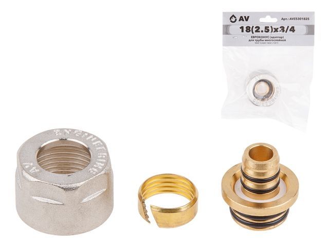 евроконус (адаптер) 18(2.5) х 3/4" вн. для труб pex, av engineering (инд. упак.) (heavy) ave5301825 от BTSprom.by