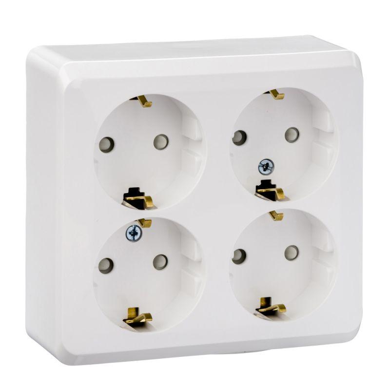 розетка 4-м оп этюд 16а 250в с заземл. защ. шторки бел. se pa16-208b от BTSprom.by